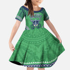 Raiders Rugby Custom Kid Short Sleeve Dress With Polynesian Style