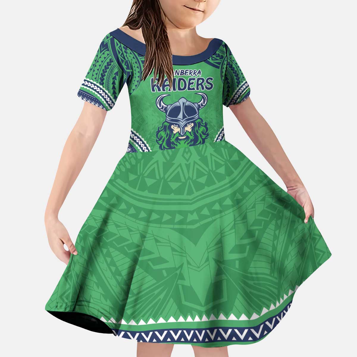 Raiders Rugby Custom Kid Short Sleeve Dress With Polynesian Style