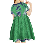 Raiders Rugby Custom Kid Short Sleeve Dress With Polynesian Style