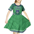 Raiders Rugby Custom Kid Short Sleeve Dress With Polynesian Style