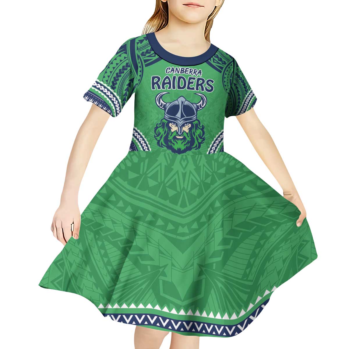 Raiders Rugby Custom Kid Short Sleeve Dress With Polynesian Style