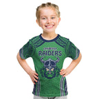 Raiders Rugby Custom Kid T Shirt With Polynesian Style