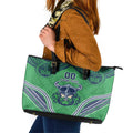 Raiders Rugby Custom Leather Tote Bag With Polynesian Style