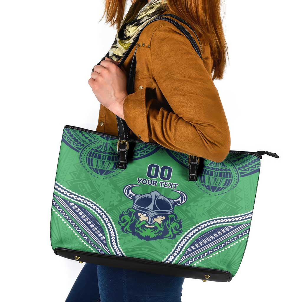 Raiders Rugby Custom Leather Tote Bag With Polynesian Style