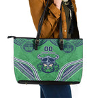 Raiders Rugby Custom Leather Tote Bag With Polynesian Style