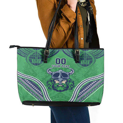 Raiders Rugby Custom Leather Tote Bag With Polynesian Style