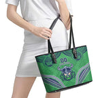 Raiders Rugby Custom Leather Tote Bag With Polynesian Style