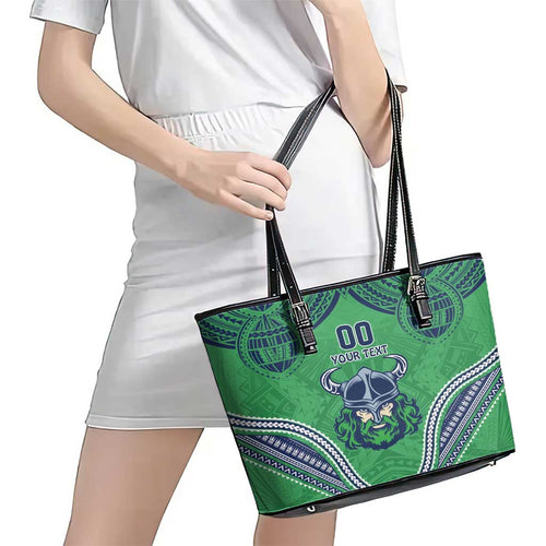 Raiders Rugby Custom Leather Tote Bag With Polynesian Style