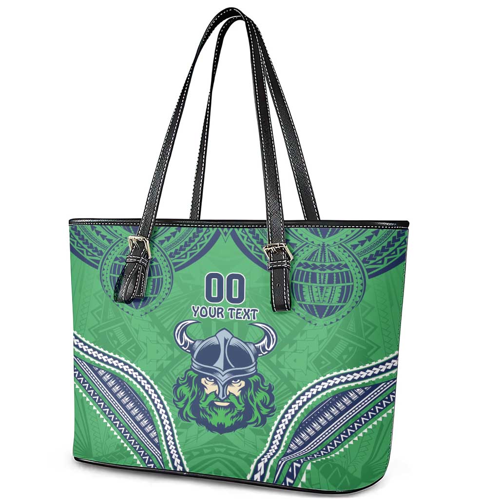Raiders Rugby Custom Leather Tote Bag With Polynesian Style