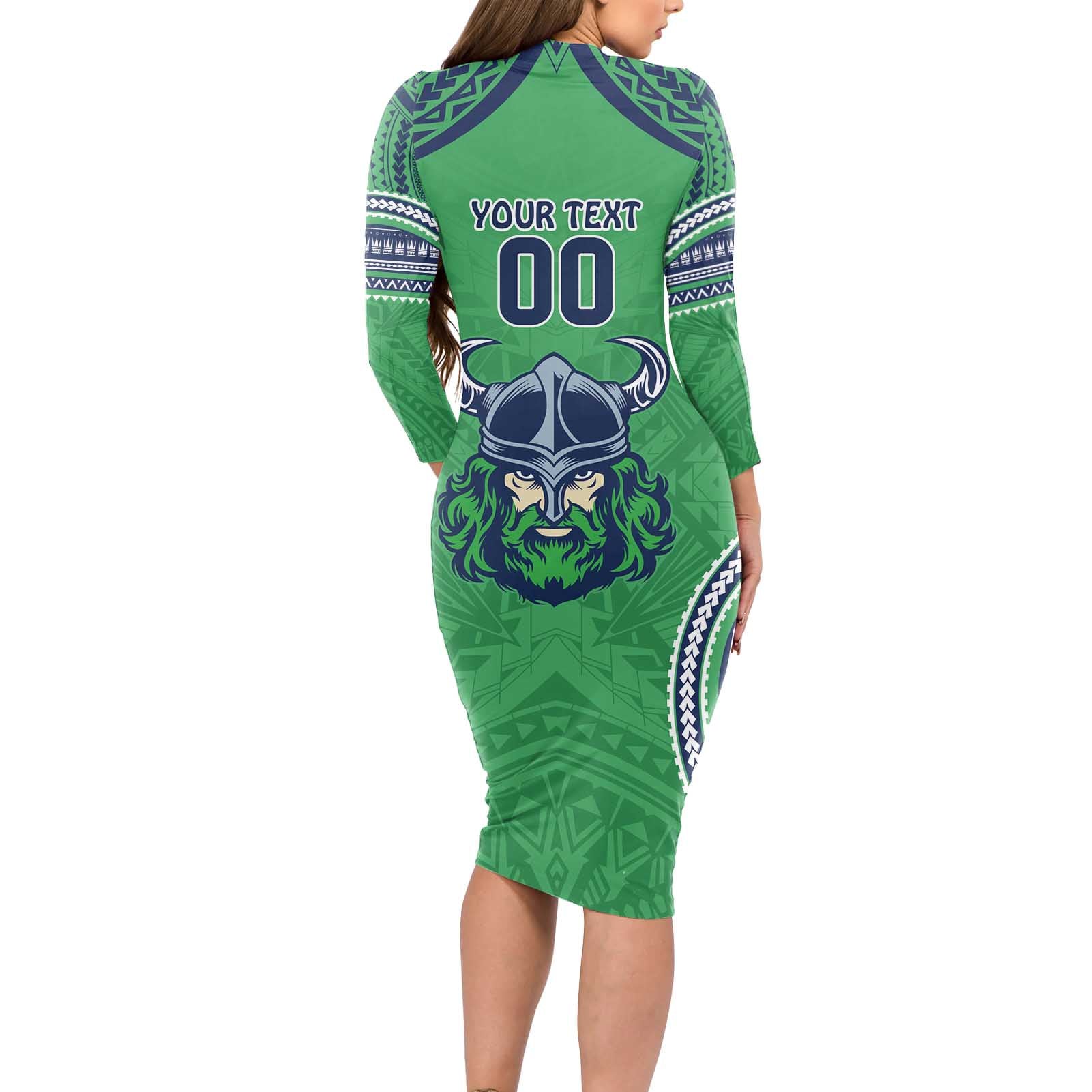 Raiders Rugby Custom Long Sleeve Bodycon Dress With Polynesian Style