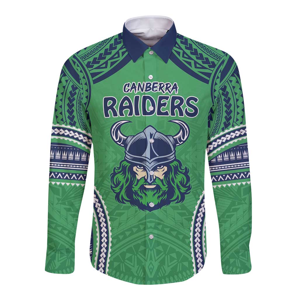 Raiders Rugby Custom Long Sleeve Button Shirt With Polynesian Style