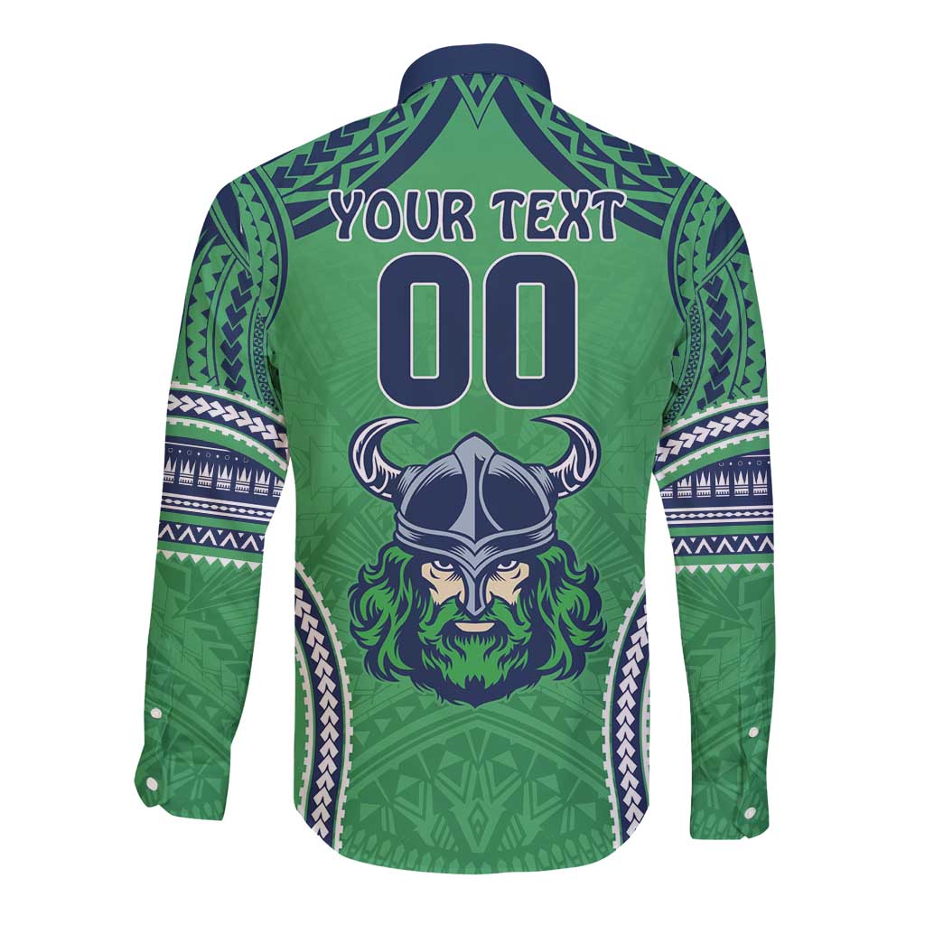 Raiders Rugby Custom Long Sleeve Button Shirt With Polynesian Style