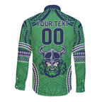Raiders Rugby Custom Long Sleeve Button Shirt With Polynesian Style