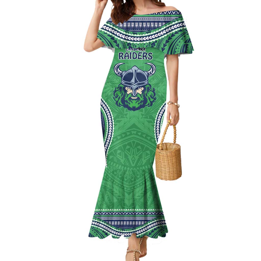 Raiders Rugby Custom Mermaid Dress With Polynesian Style