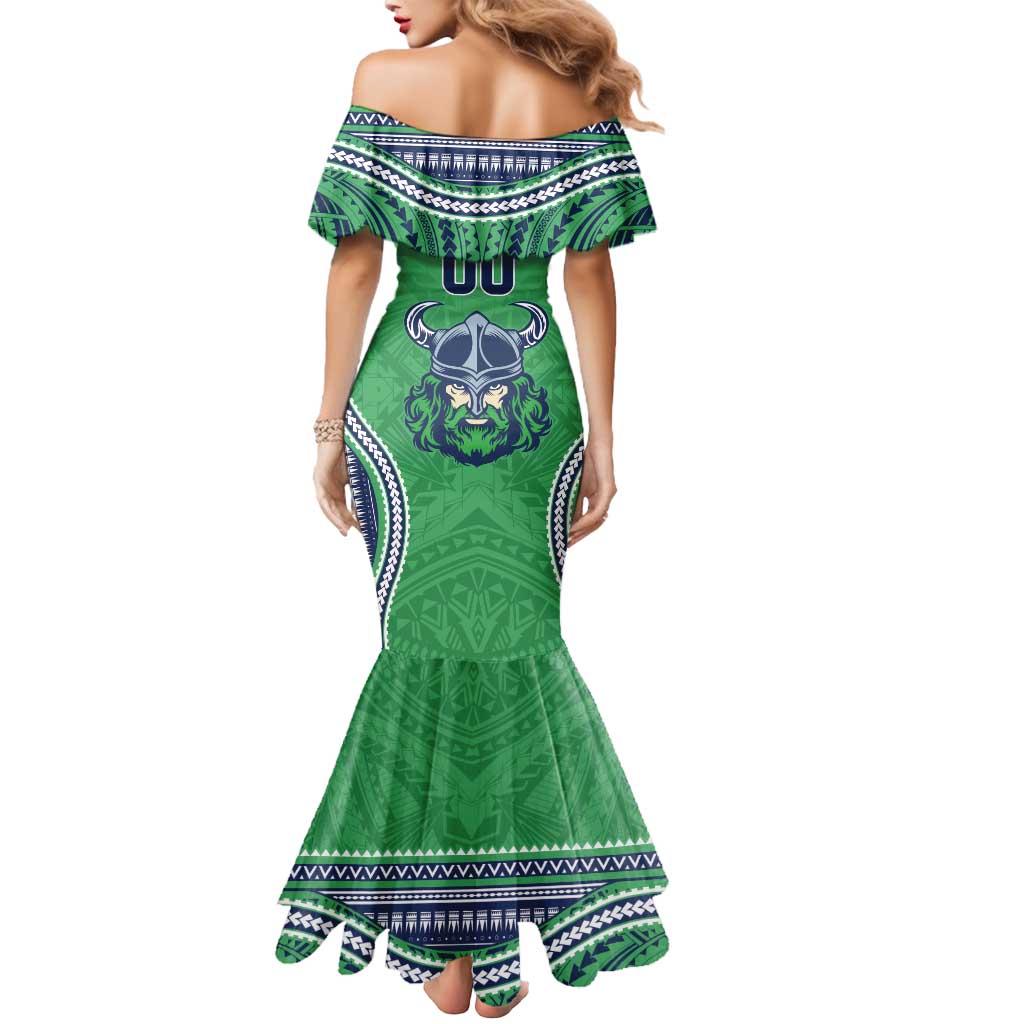 Raiders Rugby Custom Mermaid Dress With Polynesian Style