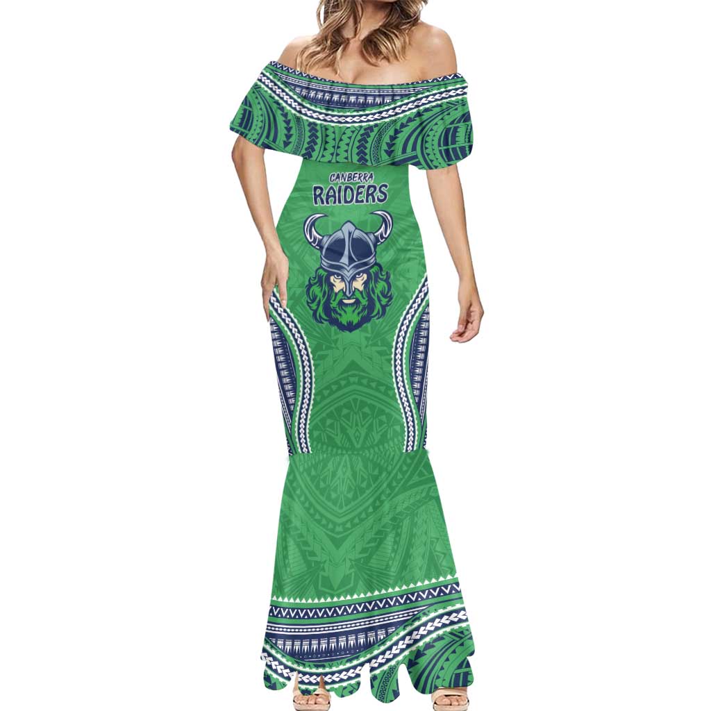Raiders Rugby Custom Mermaid Dress With Polynesian Style