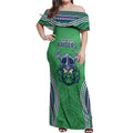 Raiders Rugby Custom Off Shoulder Maxi Dress With Polynesian Style