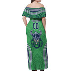 Raiders Rugby Custom Off Shoulder Maxi Dress With Polynesian Style