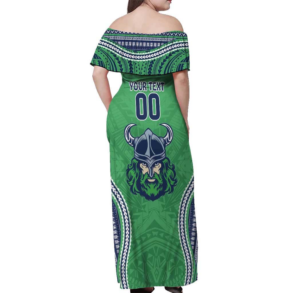 Raiders Rugby Custom Off Shoulder Maxi Dress With Polynesian Style