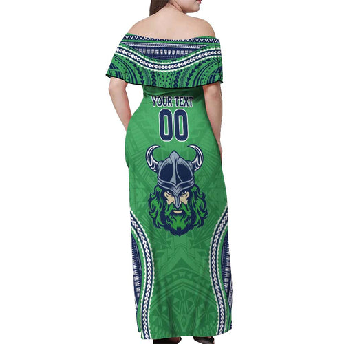 Raiders Rugby Custom Off Shoulder Maxi Dress With Polynesian Style