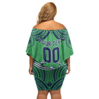 Raiders Rugby Custom Off Shoulder Short Dress With Polynesian Style