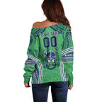 Raiders Rugby Custom Off Shoulder Sweater With Polynesian Style