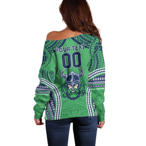 Raiders Rugby Custom Off Shoulder Sweater With Polynesian Style
