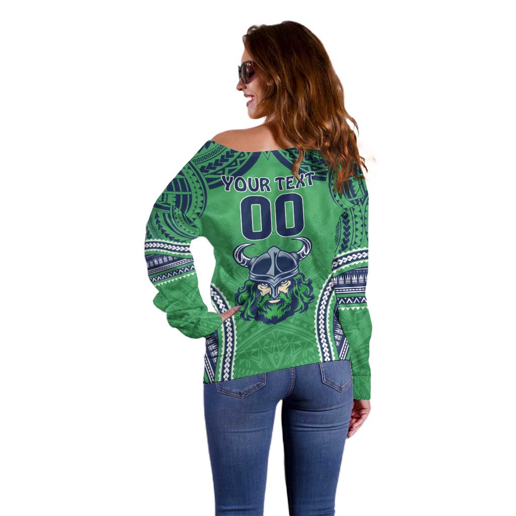 Raiders Rugby Custom Off Shoulder Sweater With Polynesian Style