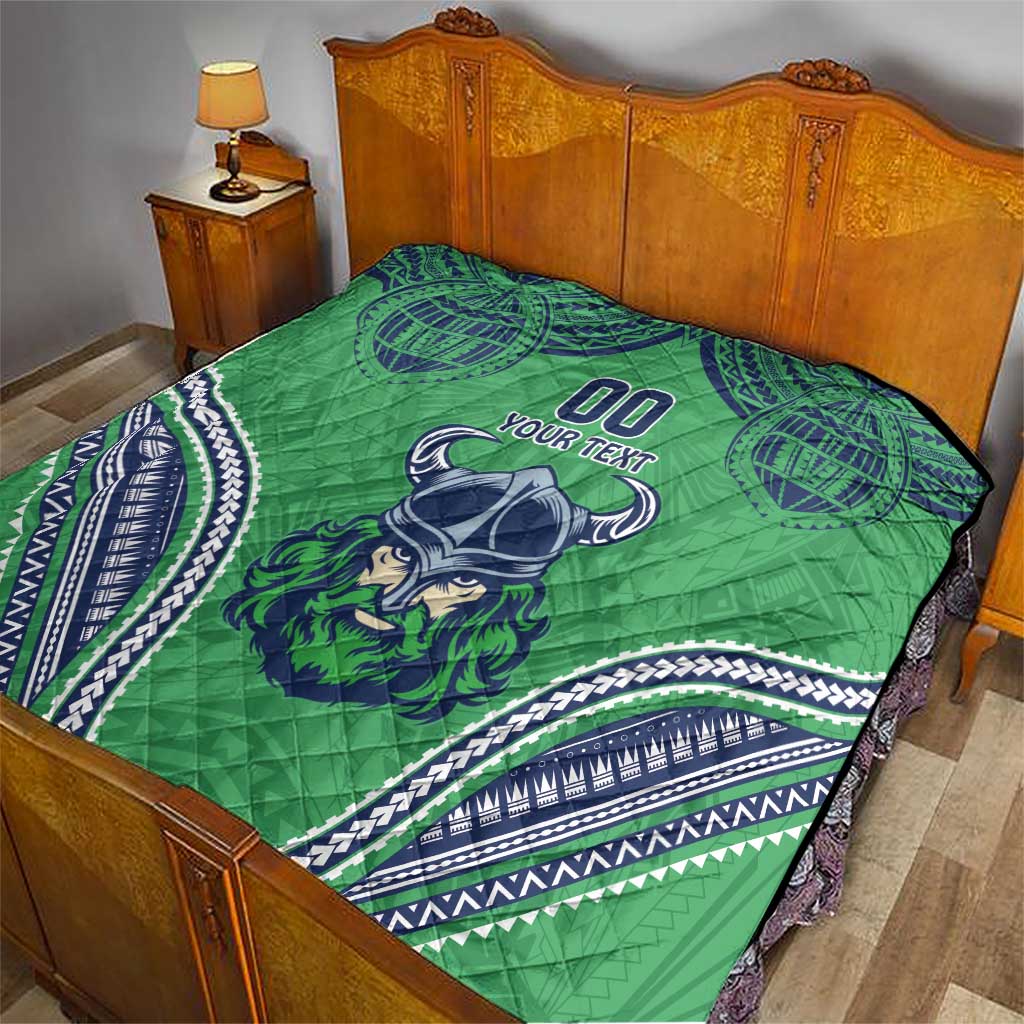 Raiders Rugby Custom Quilt With Polynesian Style
