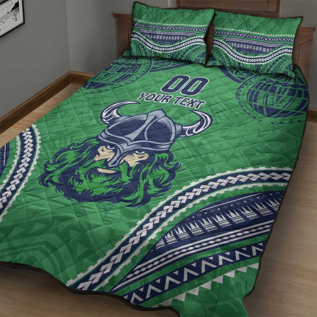 Raiders Rugby Custom Quilt Bed Set With Polynesian Style