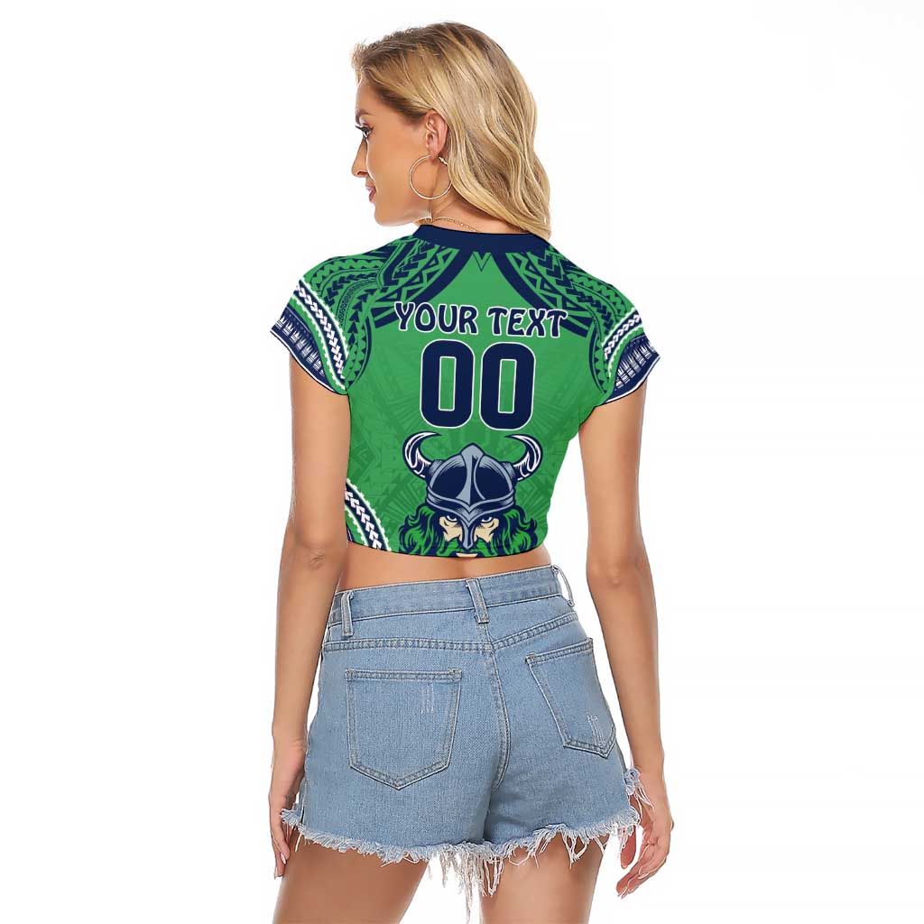 Raiders Rugby Custom Raglan Cropped T Shirt With Polynesian Style