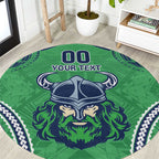 Raiders Rugby Custom Round Carpet With Polynesian Style