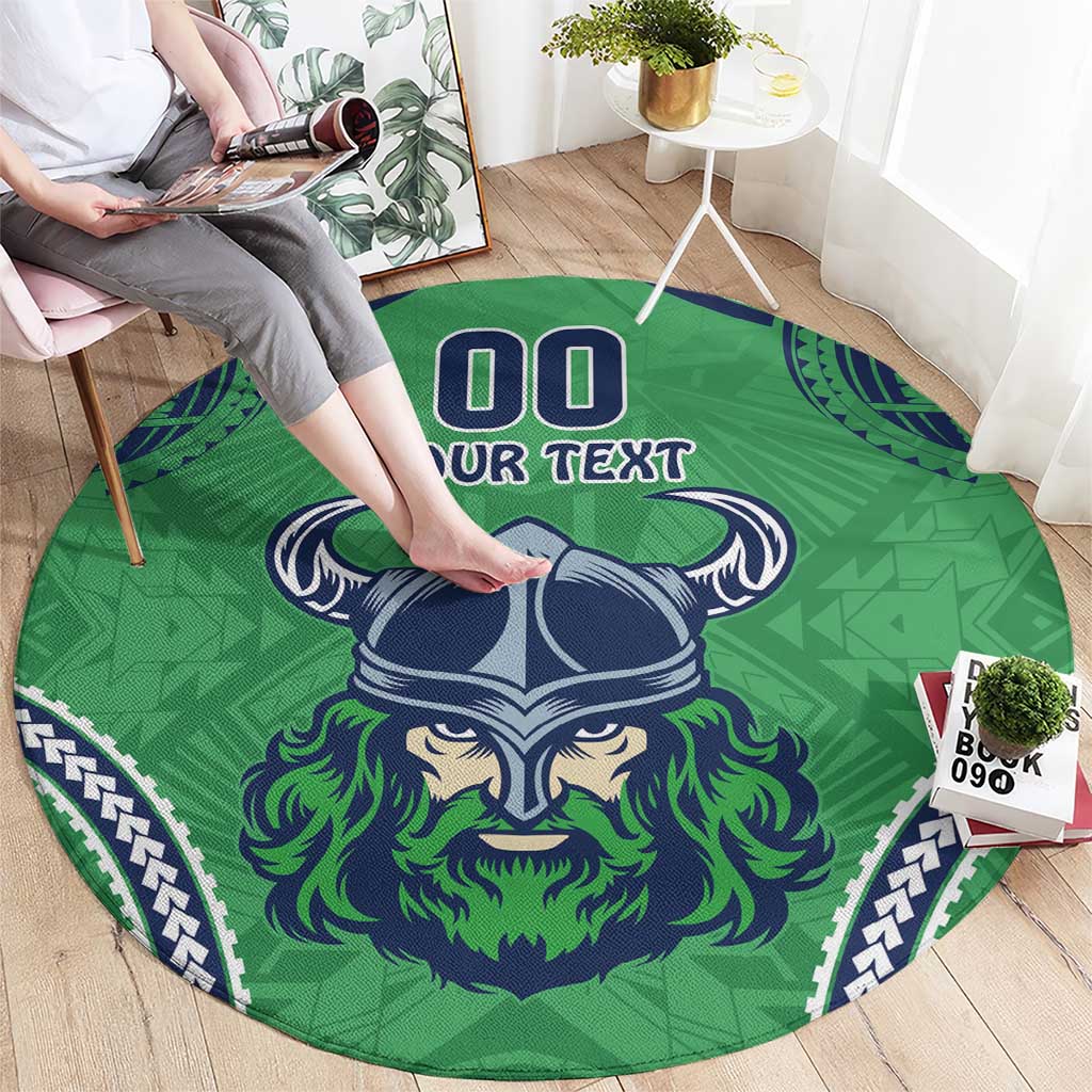 Raiders Rugby Custom Round Carpet With Polynesian Style