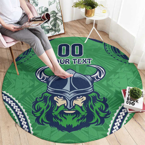 Raiders Rugby Custom Round Carpet With Polynesian Style