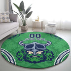 Raiders Rugby Custom Round Carpet With Polynesian Style