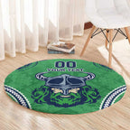 Raiders Rugby Custom Round Carpet With Polynesian Style
