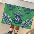 Raiders Rugby Custom Rubber Doormat With Polynesian Style
