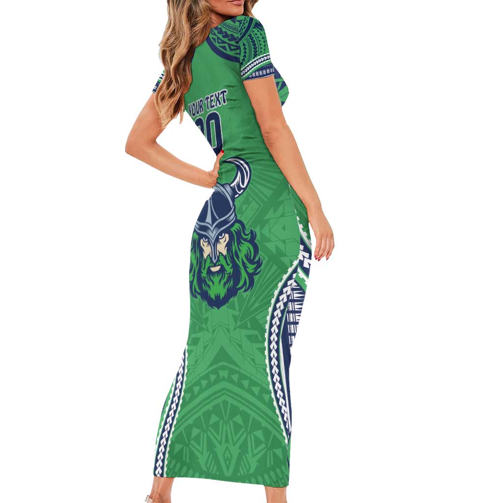 Raiders Rugby Custom Short Sleeve Bodycon Dress With Polynesian Style