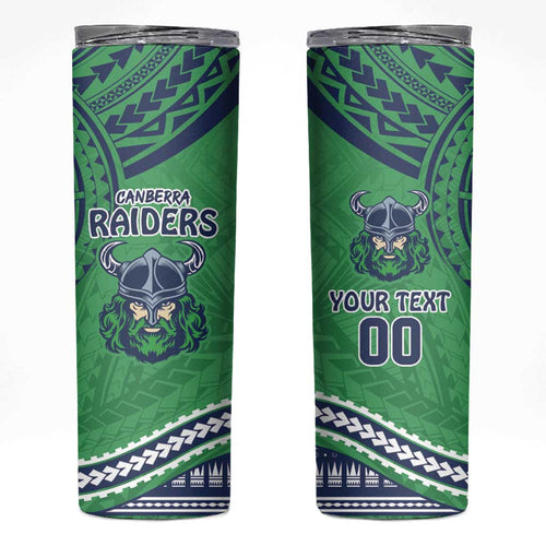 Raiders Rugby Custom Skinny Tumbler With Polynesian Style