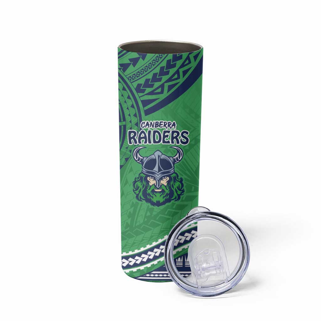 Raiders Rugby Custom Skinny Tumbler With Polynesian Style