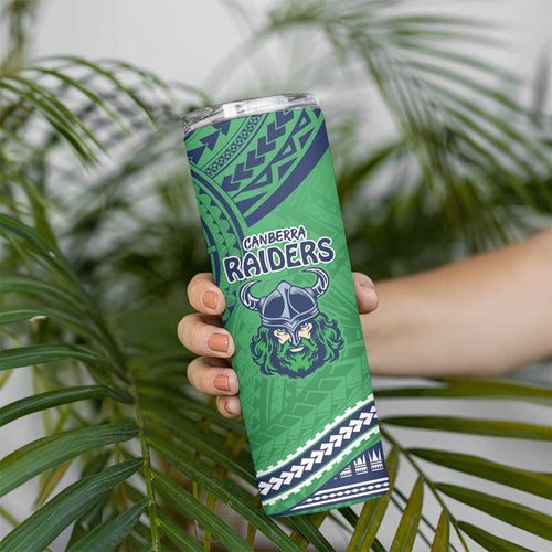Raiders Rugby Custom Skinny Tumbler With Polynesian Style