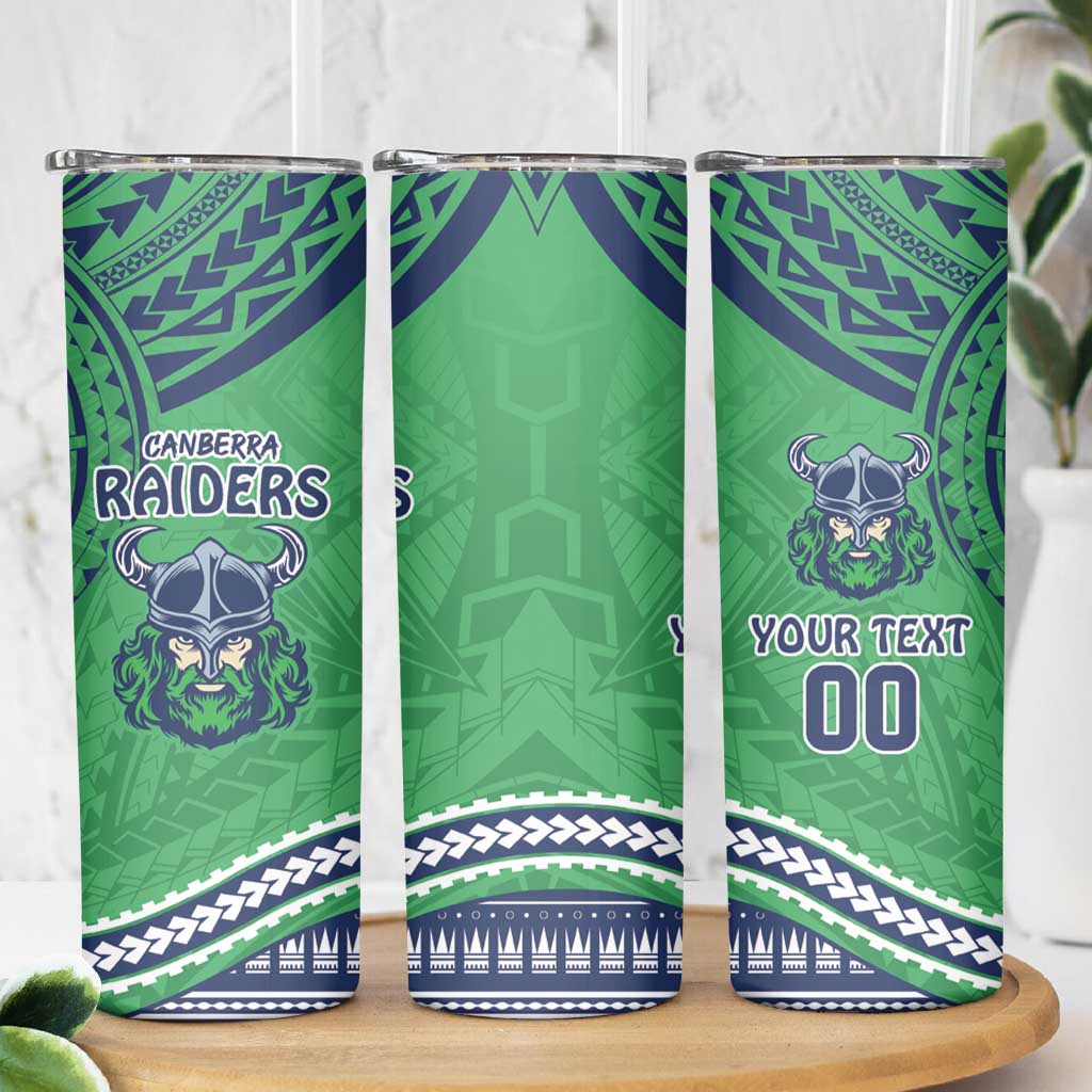Raiders Rugby Custom Skinny Tumbler With Polynesian Style
