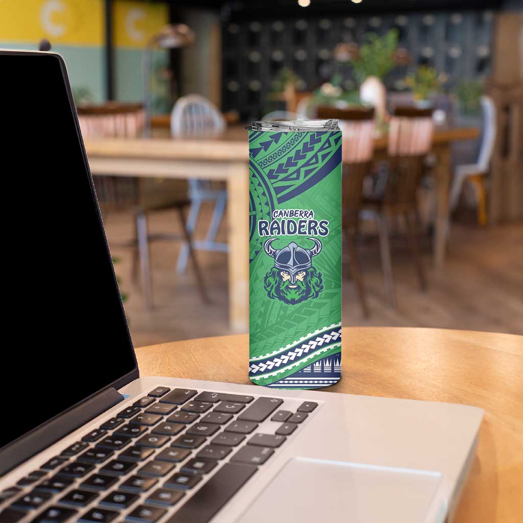 Raiders Rugby Custom Skinny Tumbler With Polynesian Style