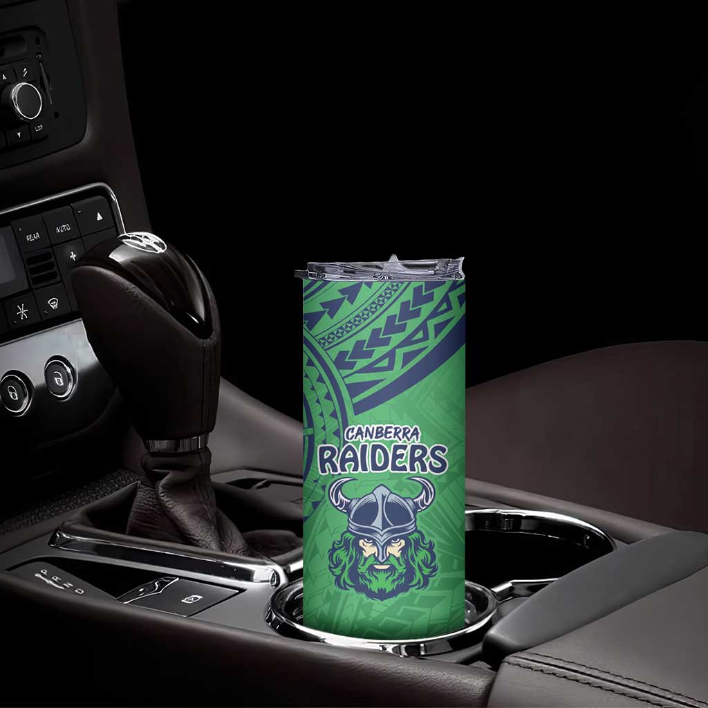 Raiders Rugby Custom Skinny Tumbler With Polynesian Style