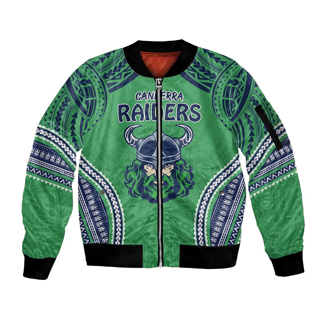 Raiders Rugby Custom Sleeve Zip Bomber Jacket With Polynesian Style