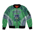 Raiders Rugby Custom Sleeve Zip Bomber Jacket With Polynesian Style