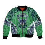 Raiders Rugby Custom Sleeve Zip Bomber Jacket With Polynesian Style
