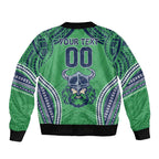 Raiders Rugby Custom Sleeve Zip Bomber Jacket With Polynesian Style