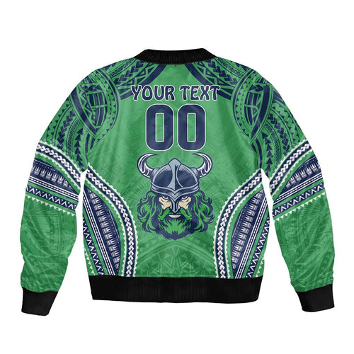 Raiders Rugby Custom Sleeve Zip Bomber Jacket With Polynesian Style