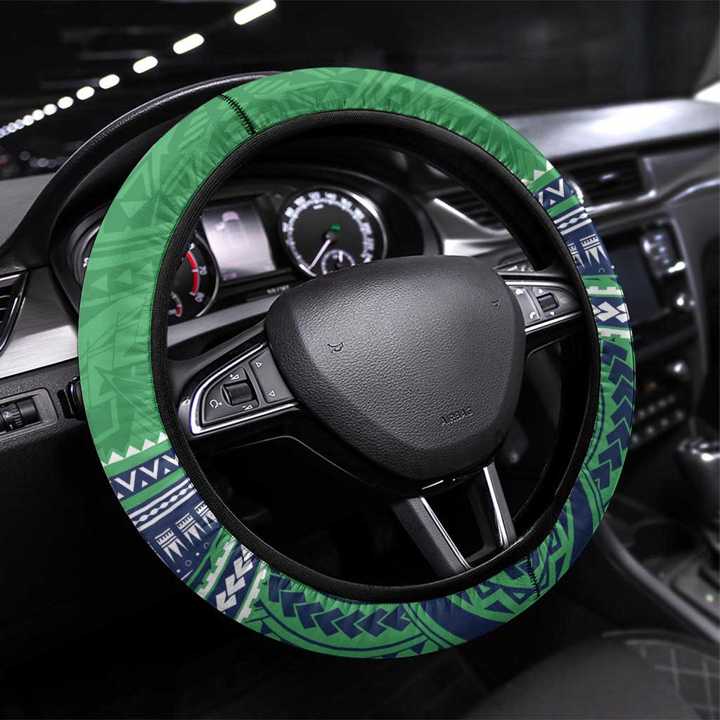 Raiders Rugby Steering Wheel Cover With Polynesian Style